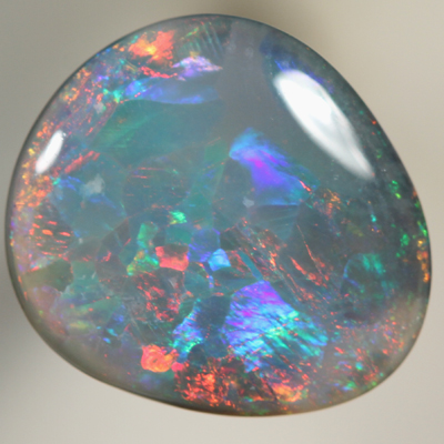 SOLID SEMI BLACK OPAL Bright gemmy fire, Flag Harlequin pattern SEE VIDEO